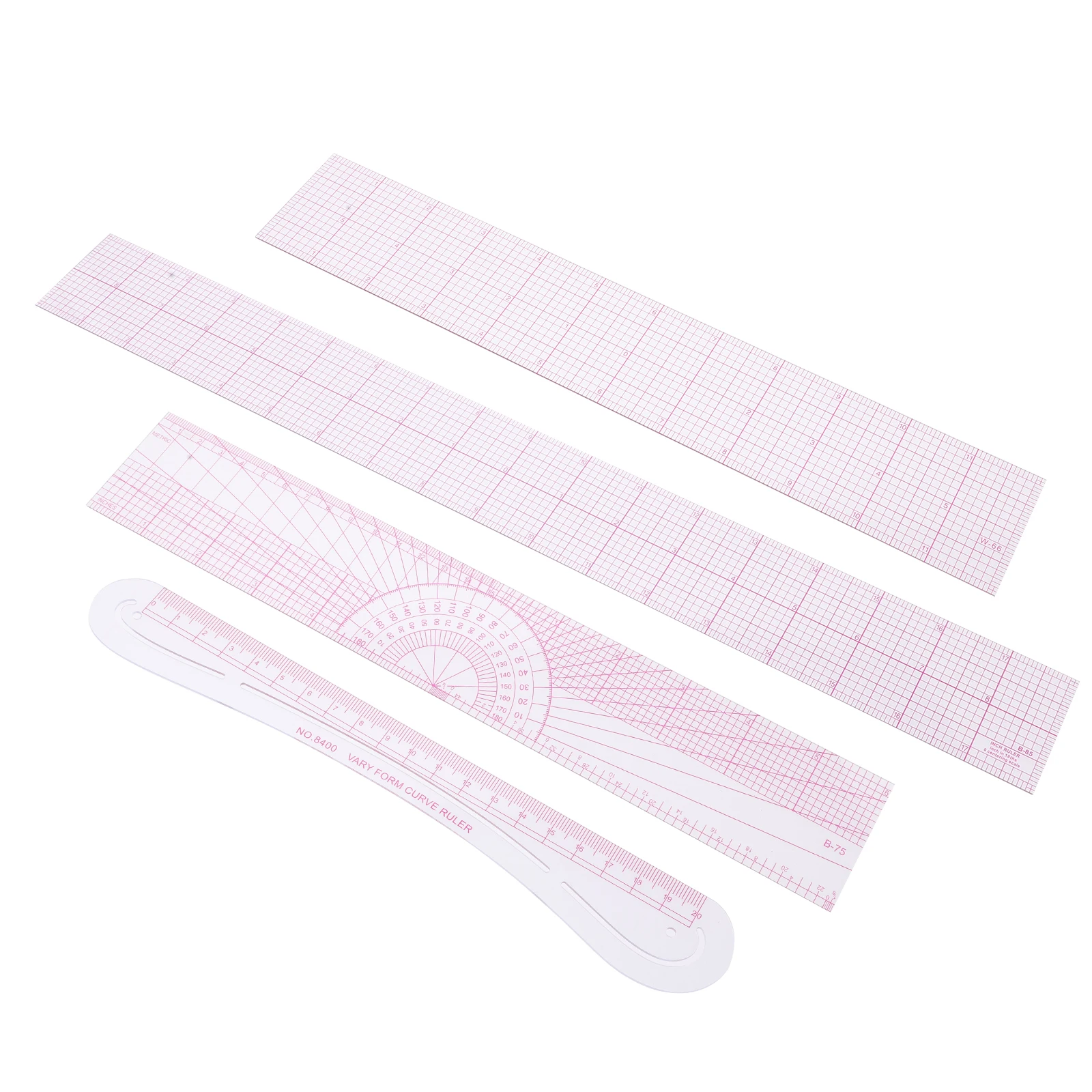 

4pcs Professional Sewing Ruler Kit Accurate Scale Lightweight Portable Quilting Curve Pattern Making Ruler Drawing Tools
