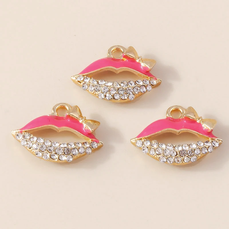 Leslie 10 Stück Mädchen süße Nagellack Lippen rote Lippenstifte Charms für Frauen Ohrringe Armband Halskette Schlüsselanhänger Schmuck Makiing DIY – Detail 25