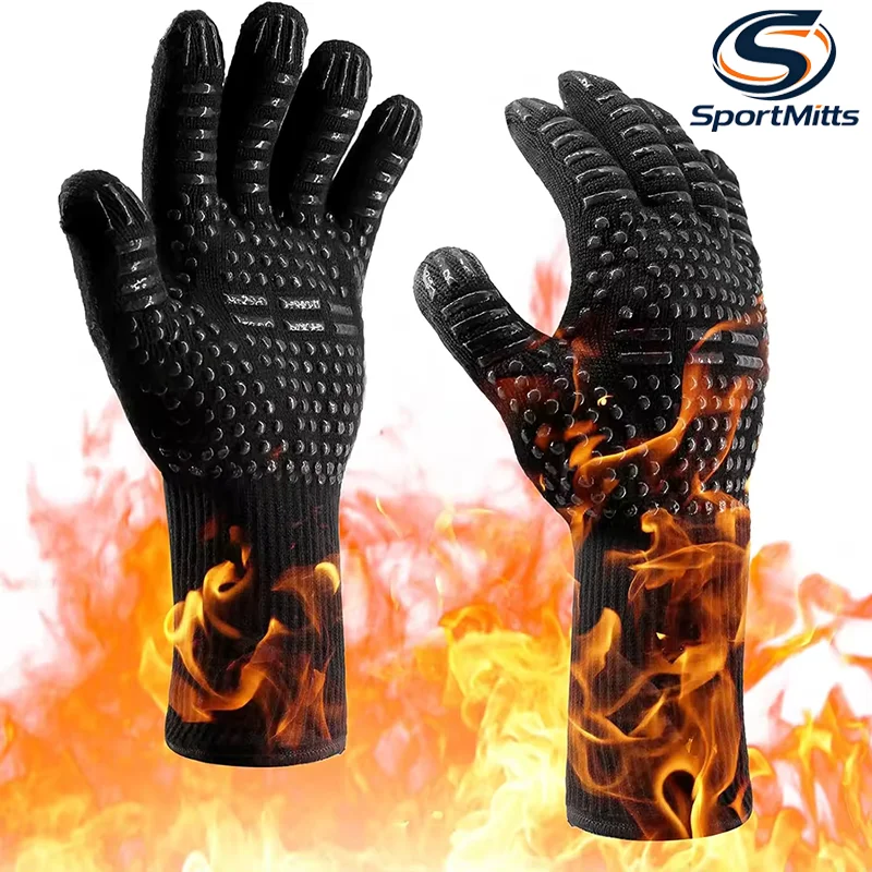 BBQ Microwave Oven Gloves High Temperature Resistance Barbecue Mitts 800 Degrees Fireproof Anti Heat Insulation Glove for Baking