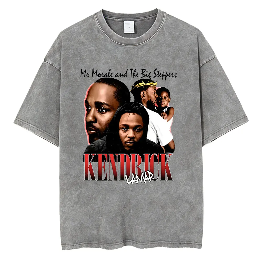 Rapper Kendrick Lamar Mr Morale & The Big Steppers Washed Vintage T-shirt Men Women Hip Hop Fashion Oversized T Shirt Streetwear