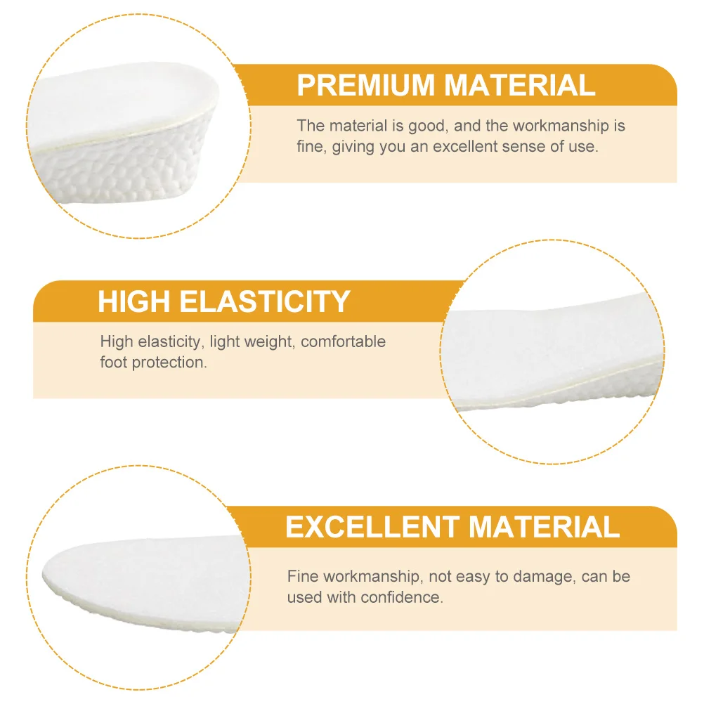 

1 Pair Shock-Absorbing Insoles High Elasticity Arch Support Lightweight Non-Slip Sweat Absorption Heightening Shoe Pads Tpu