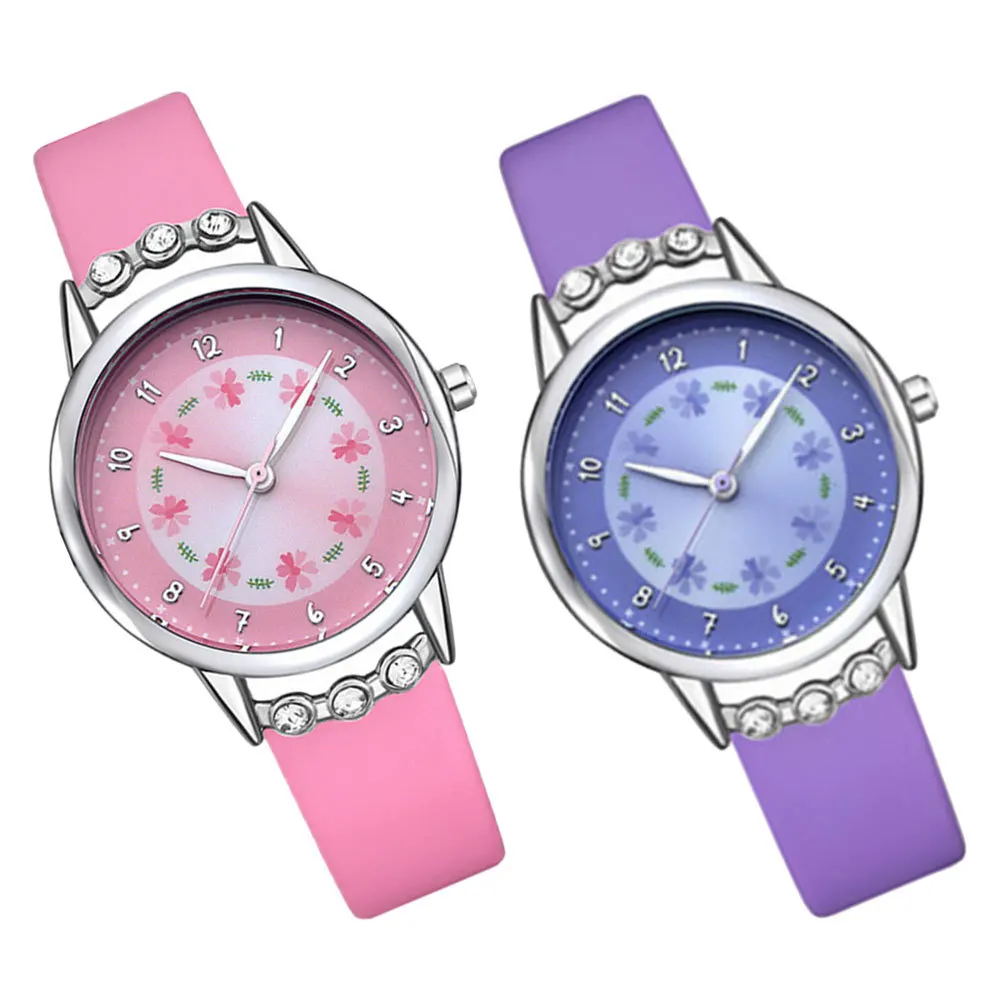 2Pcs Waterproof Wrist Watch Cartoon Design Quartz Watch for Casual Party School Gift Watches for