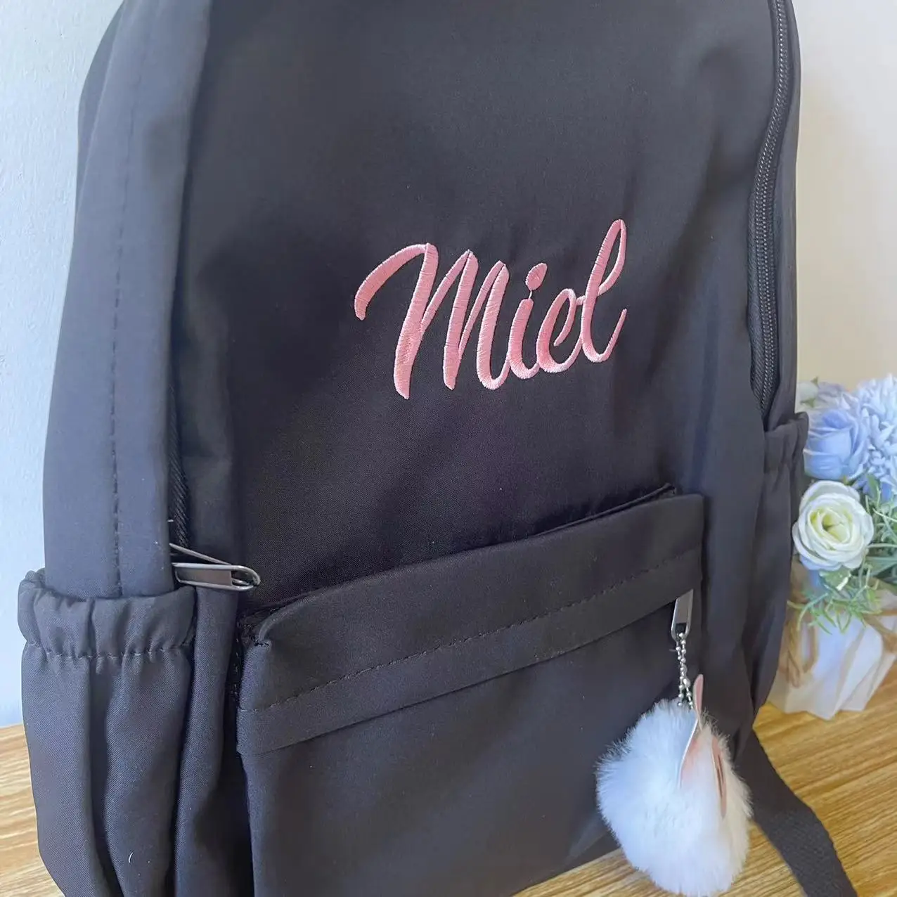 Personalized Custom Minimalist Rabbit Ear Backpack, New Outdoor Travel Bag, Embroidered Name Male And Female Student Backpack