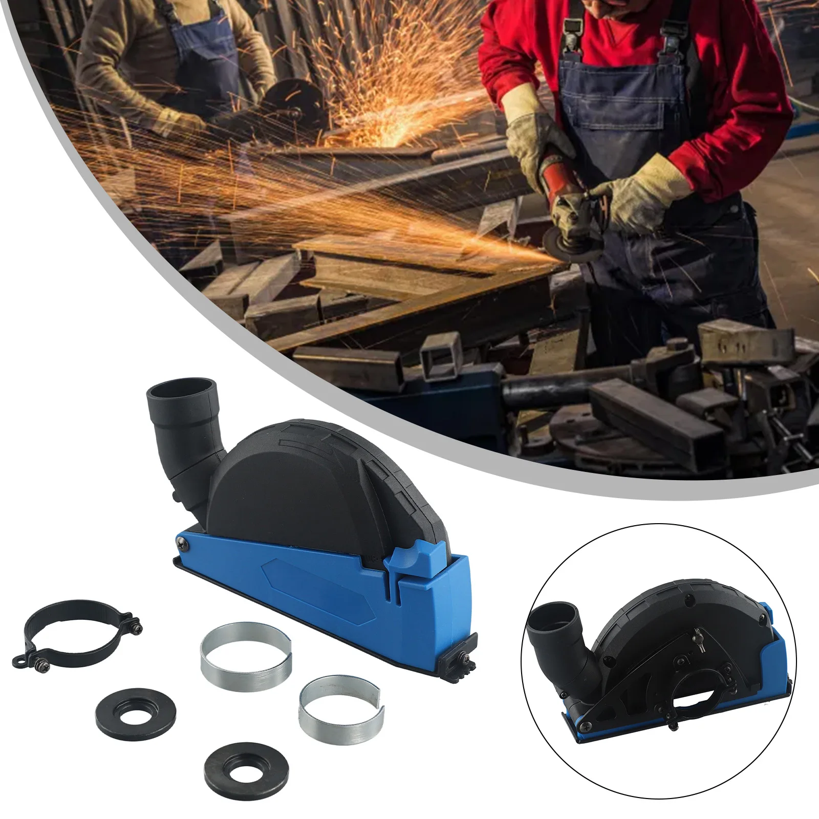 For 100 125 Angle Grinder Cutting Dust Shroud Collector 4 5 Inch Adjustable Depth Vacuum Attachment Plastic Cover Tool
