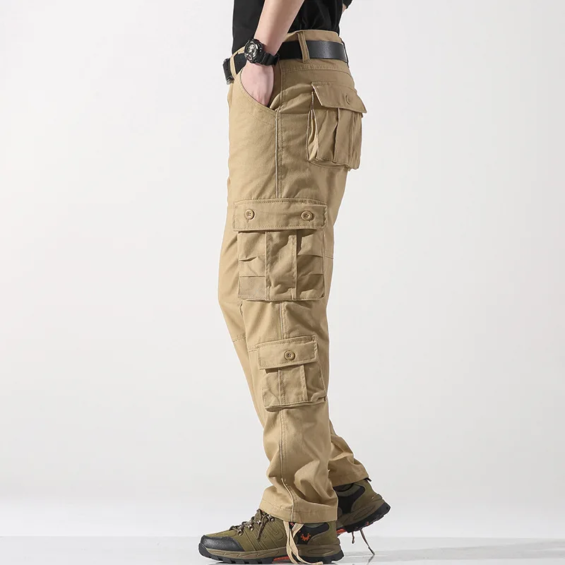 Work pants men 2024 casual pants large loose straight leg multi pocket work pants outdoor sports pants 