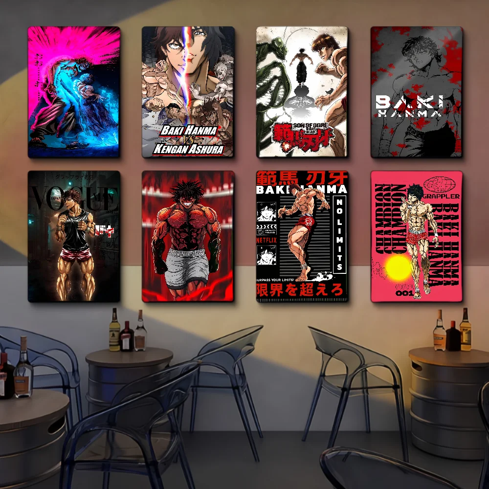 Anime Baki Hanma Movie Sticky Posters Vintage Room Home Bar Cafe Decor Room Wall Decor