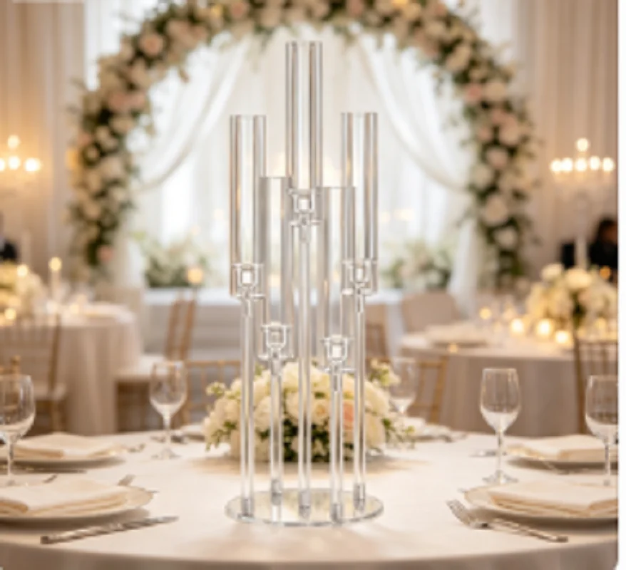 Home Decor For Wedding - 10 個のアクリル燭台クリアキャンドルホルダーウェディングパーティーストアストア装飾照明ウェディングパーティーストアストア