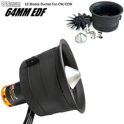 QX-Motor 64mm EDF 12Blade Ducted Fan CW CCW with QF2822 Brushless Motor 2100KV 2300KV 3300KV 4300KV For RC Airplane UAV Toy Part