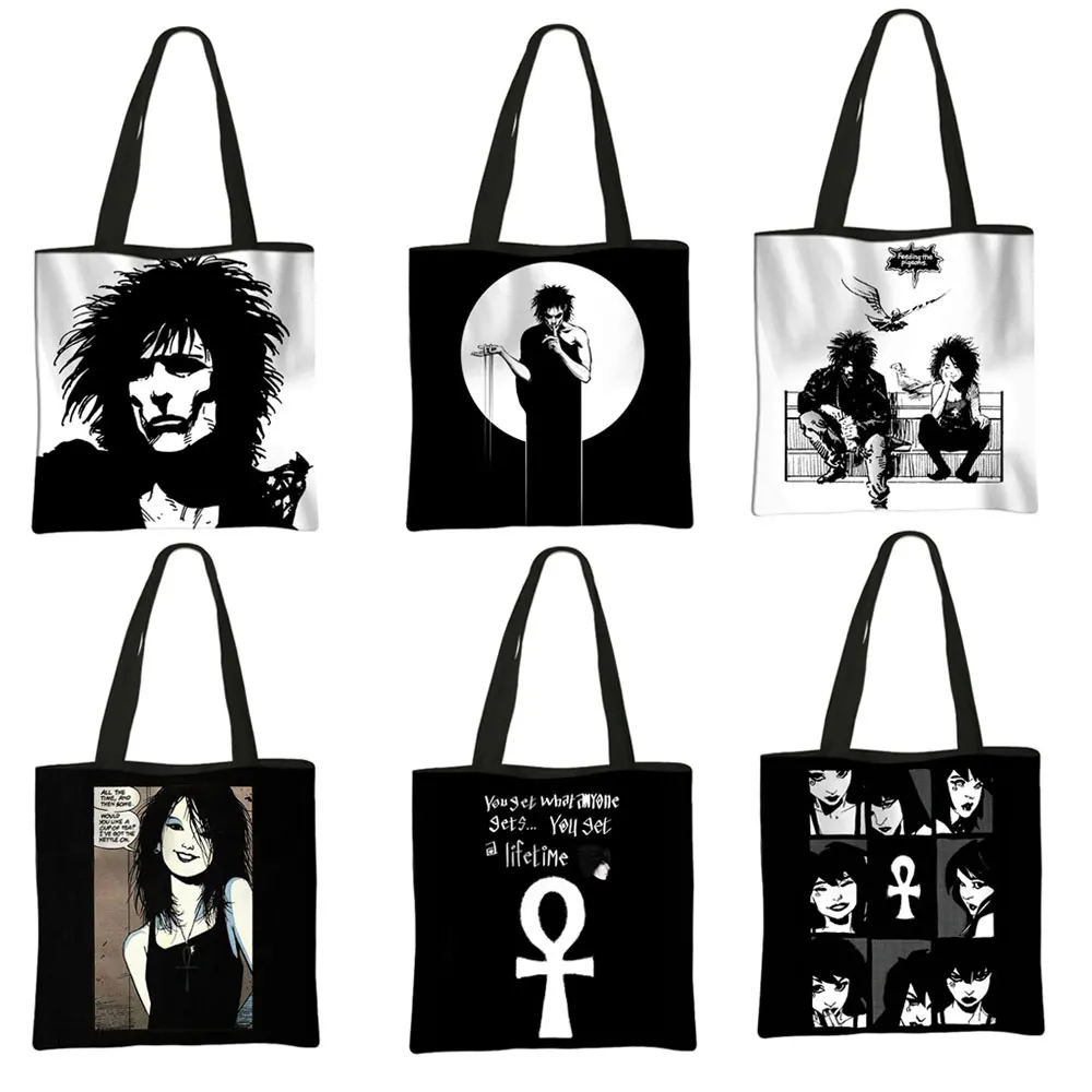 Gestures of Death Sandman Print Tote Bag Sandman Morpheus Women Handbag Large Capacity Shoulder Bags Reusable Shopper Bag