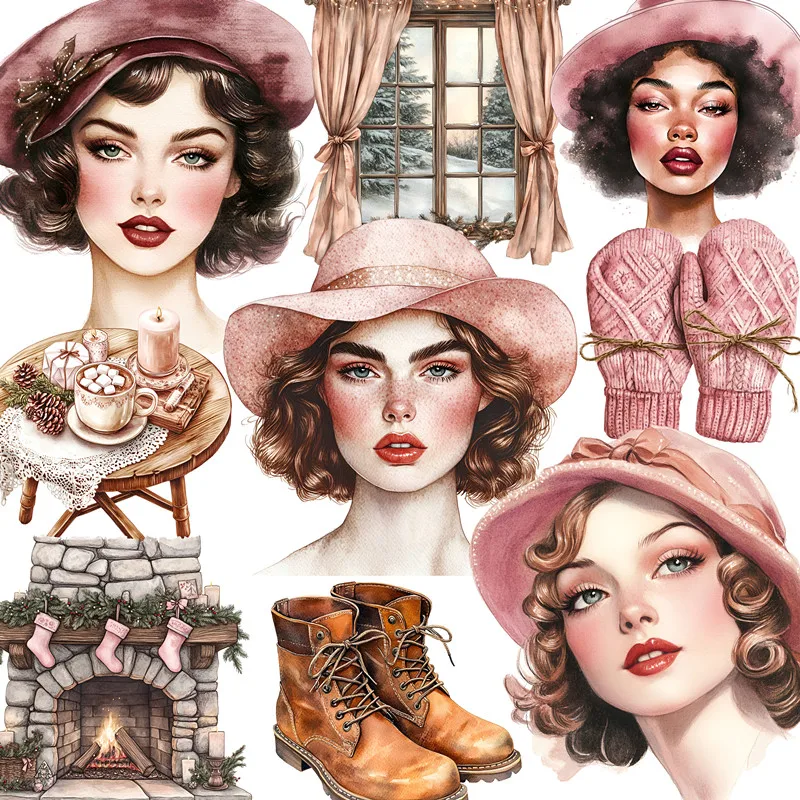 

Розовые зимние наклейки для девочек, наклейки для рукоделия и скрапбукинга, детские игрушки, книга, декоративные наклейки, канцелярские принадлежности «сделай сам»