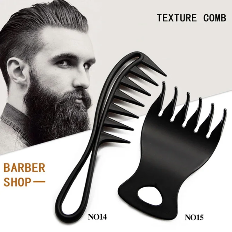 Hot Wide Teeth Hairbrush Fork Comb Men Hair Beard Hairdressing Brush Afro Hairstyle Barber Shop Styling Tool Salon Accessories