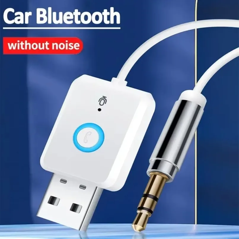 Noise Cancelling Bluetooth Receiver Car USB Aux Adapter 3.5mm Wireless Audio For Car Stereo Speaker Music Handsfree Calling Use