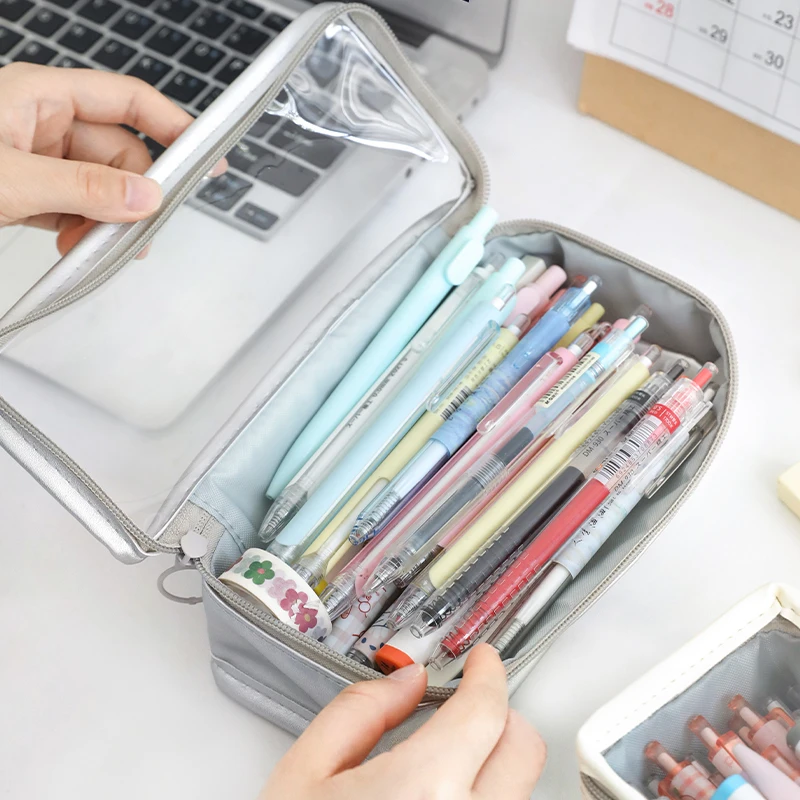 Transparent Pencil Bag Stationery Box Girl 2022 New Popular Primary School Students Ins Japanese Simple