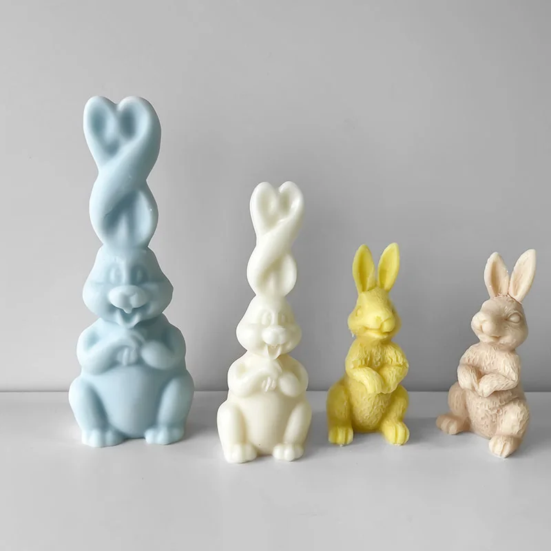 

Cute Rabbits Candle Silicone Mold Easter Bunny Mould DIY Chocolate Fudge Baking Cake Mold Handmade Soap Gypsum Making Home Decor