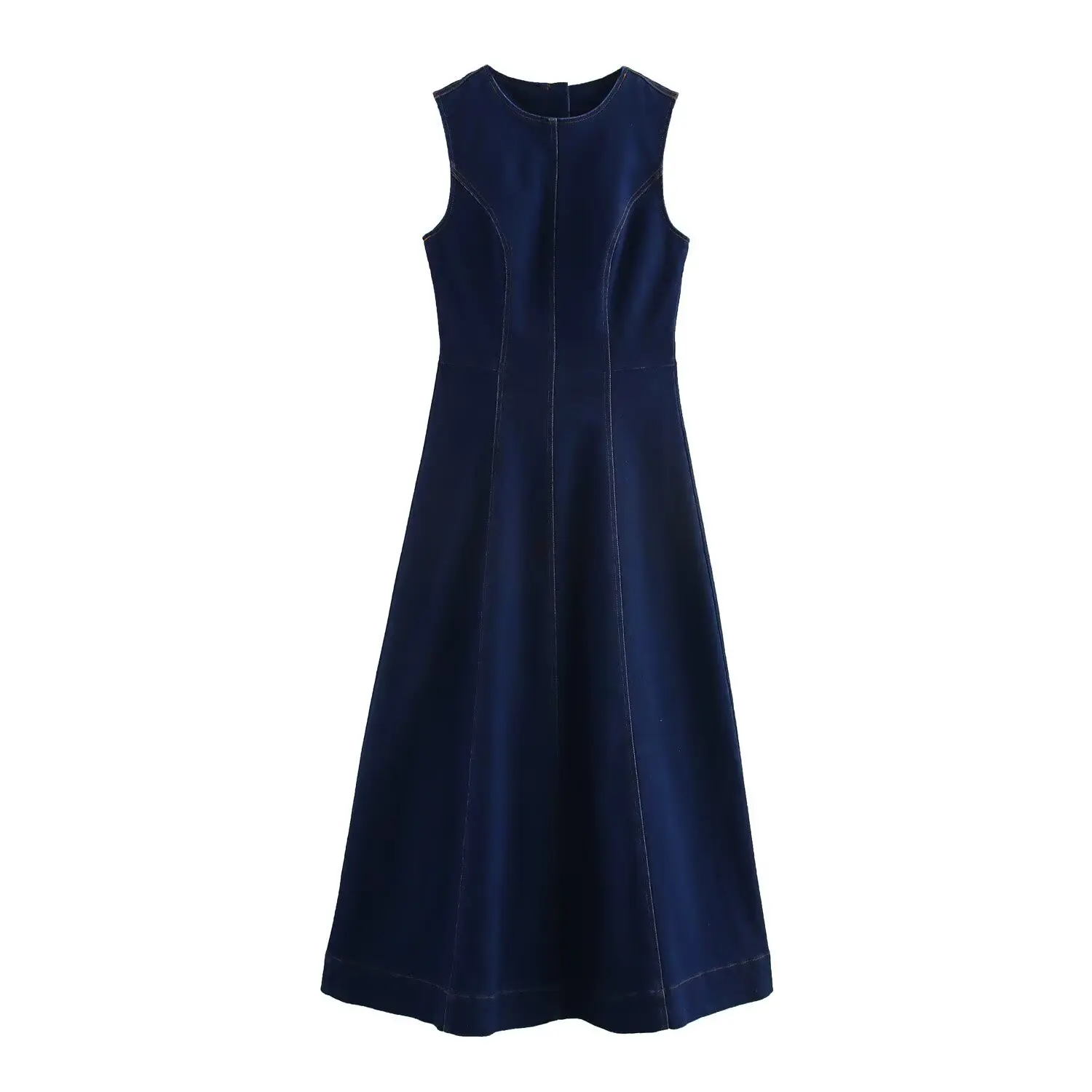 Neu im Denim-Sommerkleid für Damen, einfarbig, ärmellos, langes Abend-Partykleid, Damenbekleidung 7484054