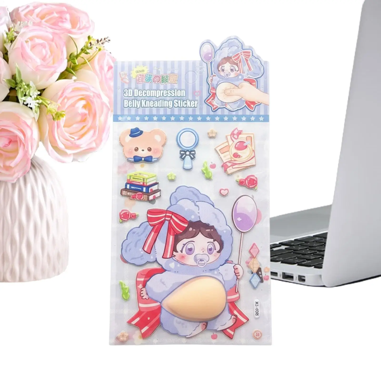 3D Sticker Fun Soft Girl Belly Decal Water Bottle Stickers for Kids Adults Journal Planner Classroom Reward Laptop Phone Case