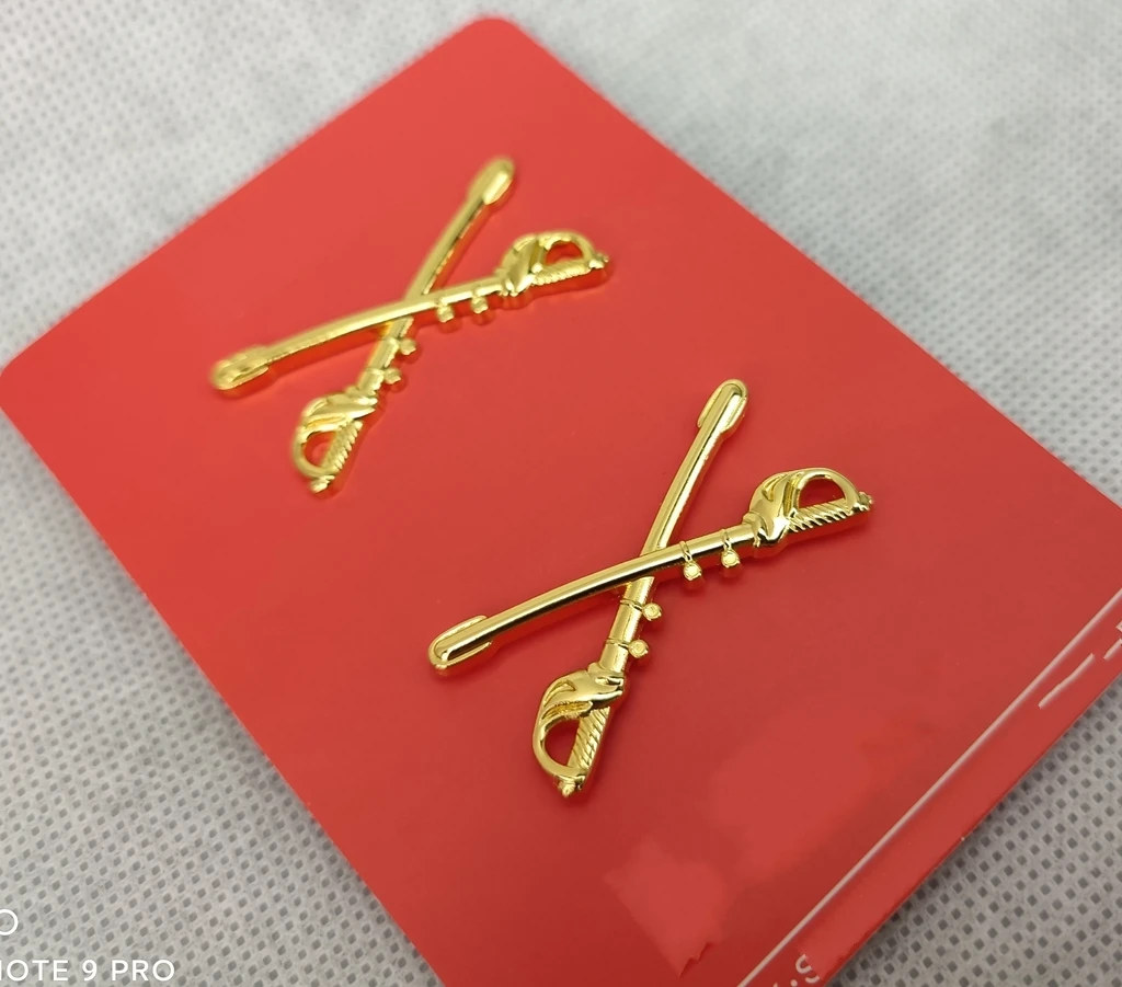 Par de insignias de collar de EE. UU., insignia de oficial de cavalaria, PIN de insignia