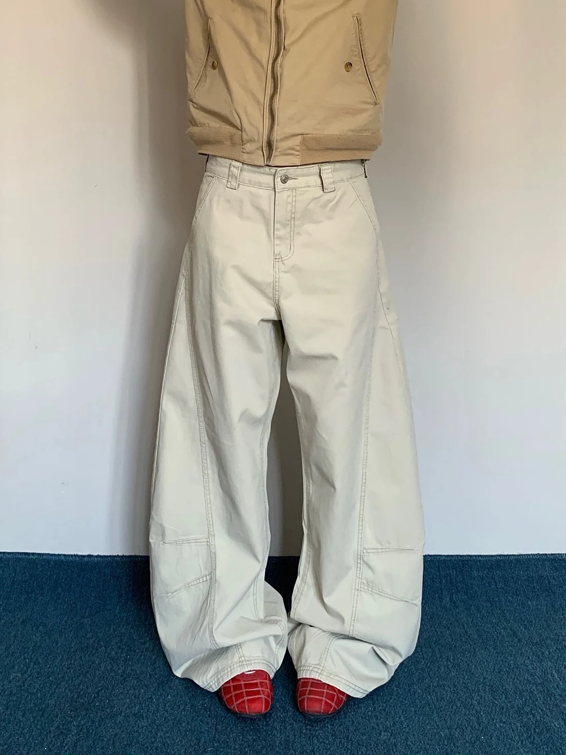 

Loose Wide Leg Pants Casual Men's Women's Knife High Street Sle Cotton Straight Cut Trousers for Couples