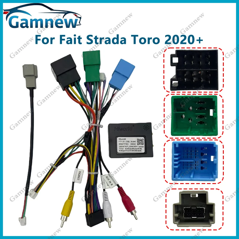 Adaptador de arnés de cableado de cable de alimentación de 16 pines para coche, caja Canbus para Fait Strada Toro 2020 + EGEA 2023 + unidad principal de instalación