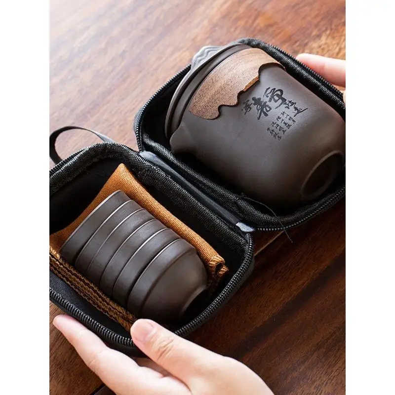 

Портативный дорожный чайный набор Zen Sand для улицы, специальный набор из шести чашек для гостей, оборудование для заваривания чая от ABENUOR