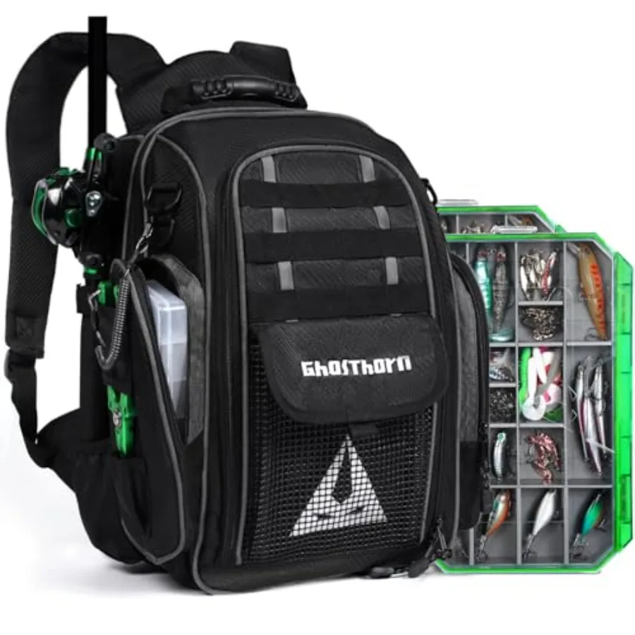 

Рыболовный рюкзак 40 л с 2 коробками для снастей 3700 Tackle Box, водонепроницаемый, с держателями для удочек, большая сумка для хранения снастей для рыбалки на открытом воздухе