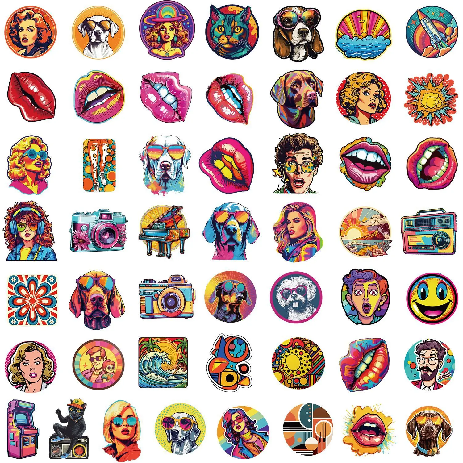 10/30/50PCS Pop Style Art Cartoon Sticker DIY Phone Laptop Luggage Skateboard Graffiti Decals Fun for Kid Toy