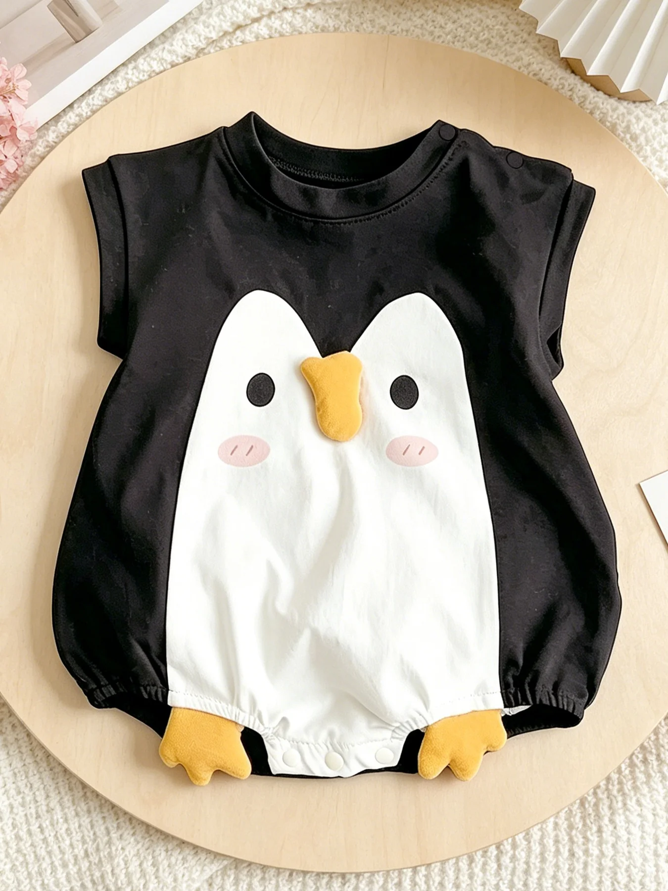 Baby Clothing Clearance - Baby Boy's Skin-Friendly Cotton Penguin-Printed Black-and-White