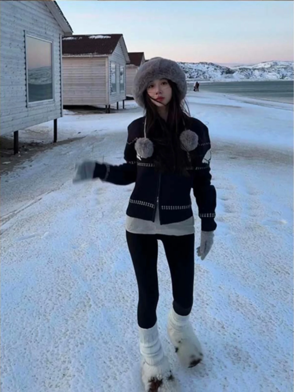 

Slimming Effect Korean Retro Women's Knitted Sweater Coat Zipper Open Cardigan Autumn Winter New Sle Gentle Lazy Faion