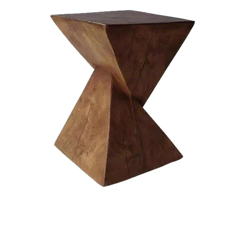 Nordic Minimalist Magnesium Oxide Tea Table Art Homestay Living Room Sofa Imitation Wood Grain Edge Table Bedroom Table