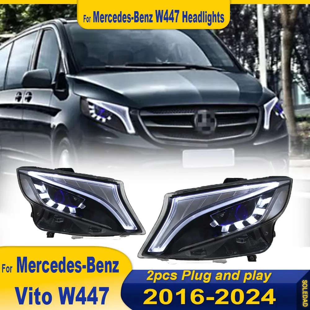 

HeadLamp for Vito Benz W447 LED Headlight 2016 2017 2018-2024 Headlights V260 DRL Turn Signal High Beam Angel Eye Projector Lens