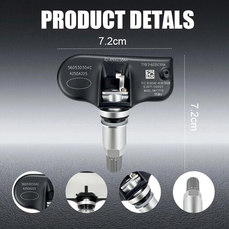 1/4 Buah Sensor Pemantau Tekanan Ban 315MHZ TPMS 56053030AC,56053030AB Cocok untuk Dodge Avenger Grand Caravan Durango Jeep