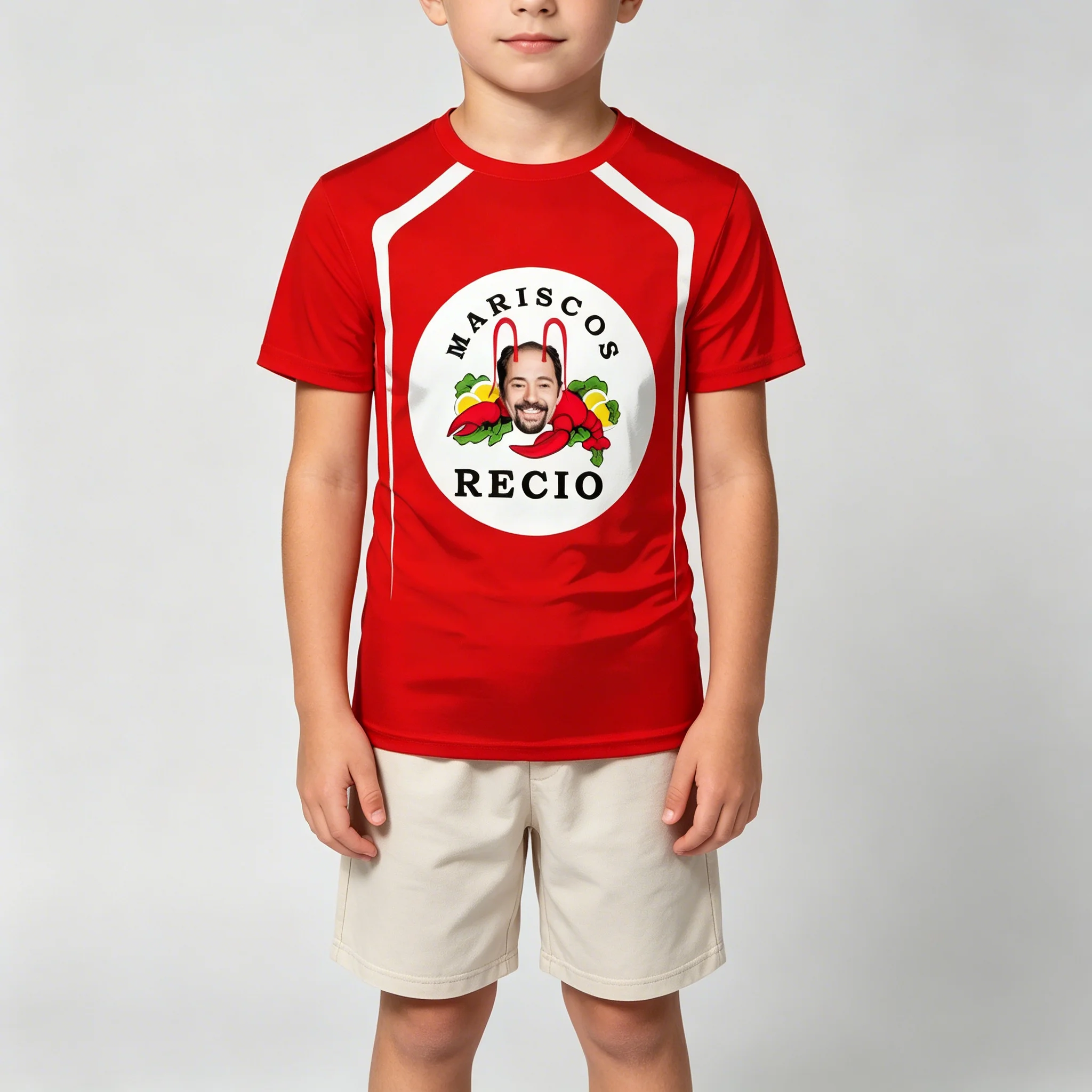 Herren T-Shirt Damen T-Shirt Jungen Mädchen Oberteil Erwachsene Kinder Eltern-Kind Schnelltrocknende Kinder-T-Shirts Lustiger Meeresfrüchte-Garnelen-Print Lässige Oberteile