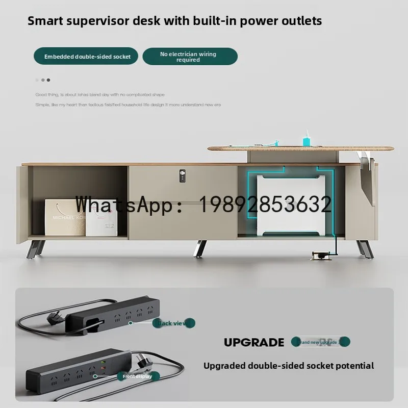 LYY Modern Minimalist Office Desk and Chair Set for Office Boss Desk Minimalist Manager Single Executive