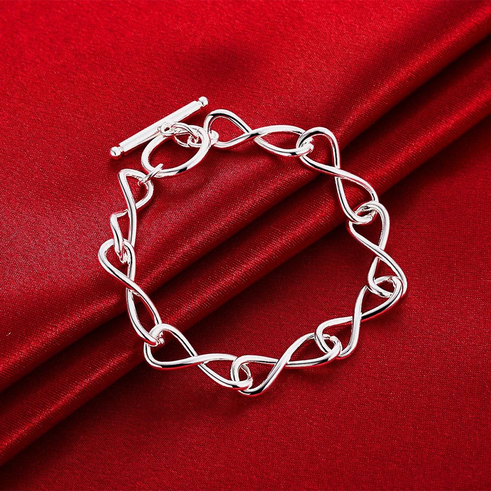 

925 Sterling Silver Twisted 8 Shape Bracelet Elegant Fashion Jewelry for Women