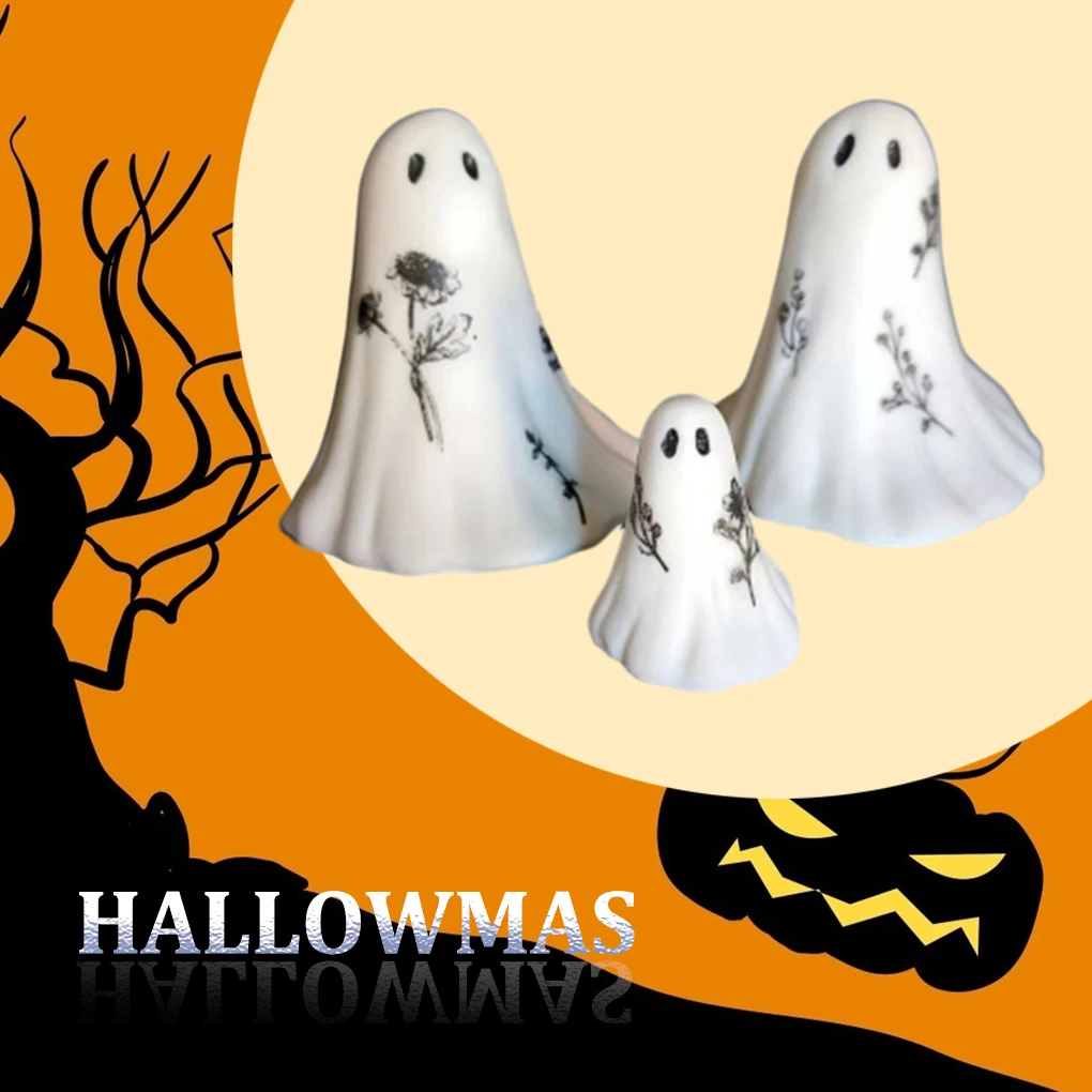 White Spooky Halloween Sculptures Set - Safe And Exquisite Craft For Thrill Lovers ple Statue