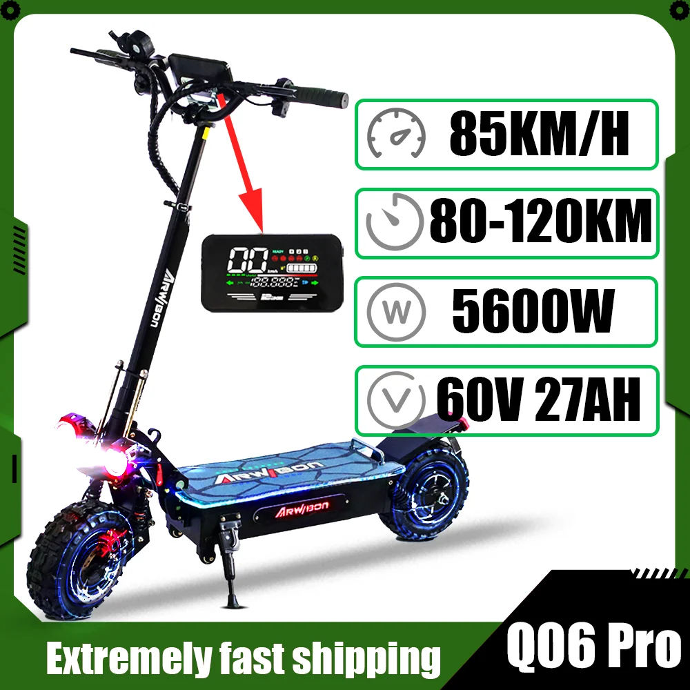 Q06Pro New Upgraded Electric Scooter 5600W 85km/H Adult Smart Shock Absorber Anti-slip Folding Electric Scooter 120km Electric