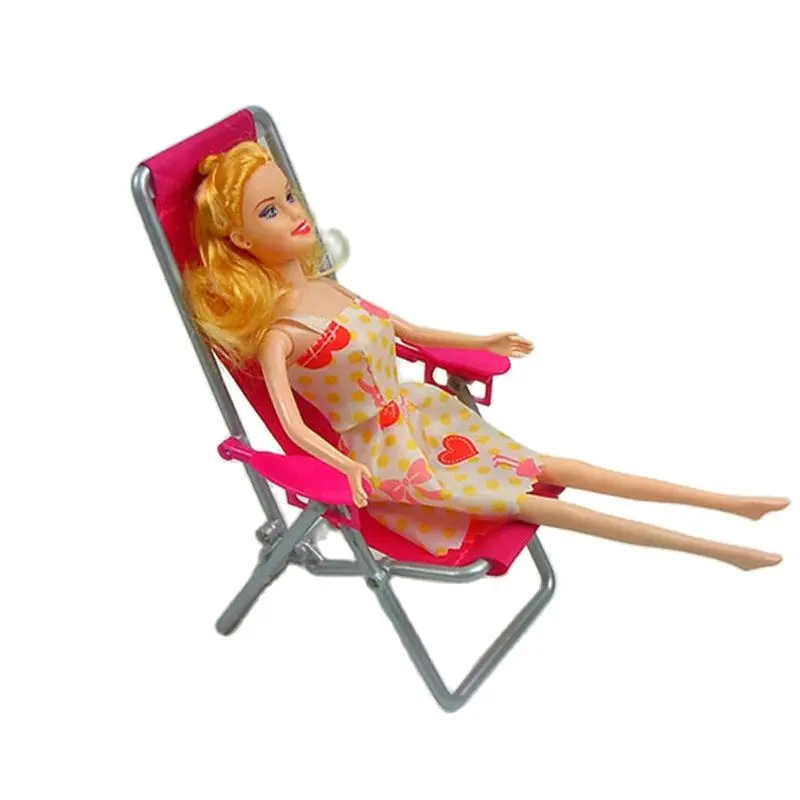 

1 Set Summer Mini Creative 11.5 Inch Doll Leisure Chair Accessories Foldable For Barbie Doll Kids Toy