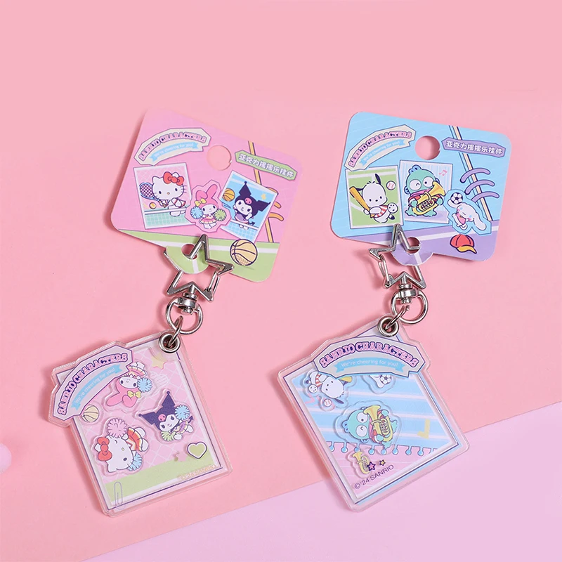 5Pcs Kawaii Sanrio Hangyodon Ugly Fish Acrylic Keychain Shake Music Creativity Cute Hanging Ornaments Anime Figure Festival Gift