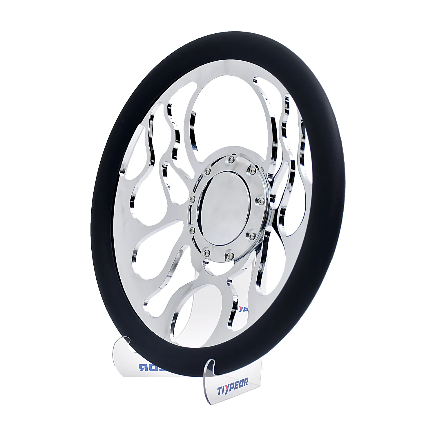 Special Design Racing Steering Wheel Black Half-circle Microfiber Leather Sport Steering Wheel with Chrome Bracket