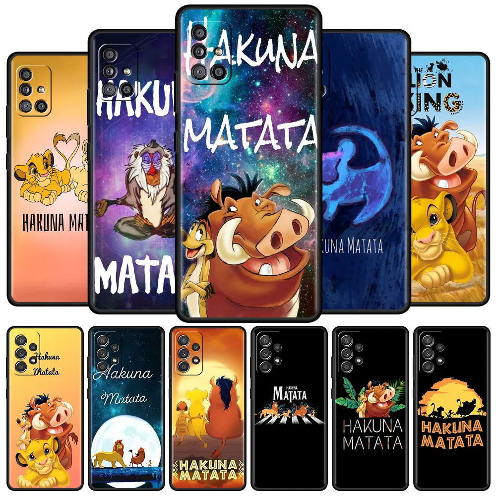 Cover For Samsung Galaxy A52 A12 A51 A71 A32 A21s A22 A53 A23 A13 A03 A02 A41 A33 A11 A72 A73 Phone Case Lion King Hakuna Matata