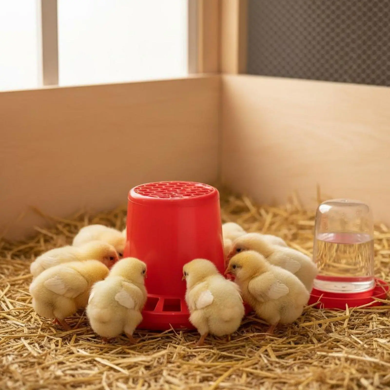 Chicken Feeder Bucket Trough Multi Hole Poultry Dispenser for Chicks and Hens Heavy Duty Plastic Poultry Equipment for Farm