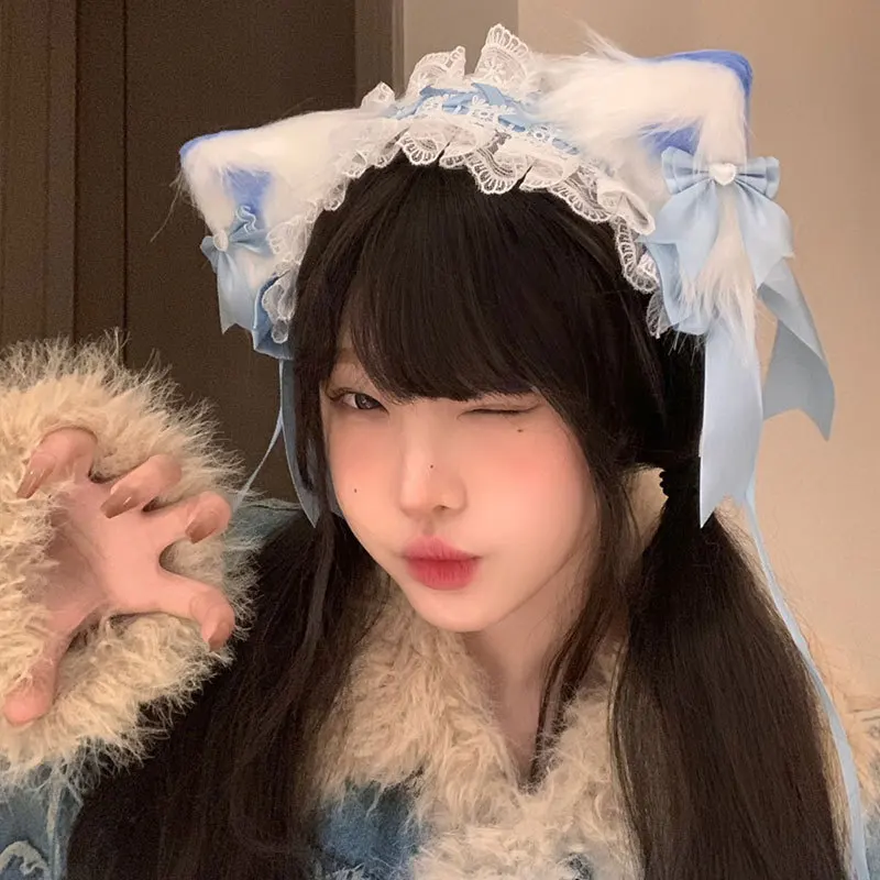 Miniso Kuromi Series Cosplay Props, Lolita Cat Ear Headband, Lolita Catgirl Animal Ear Headband, Kc Headband, Hair Clip