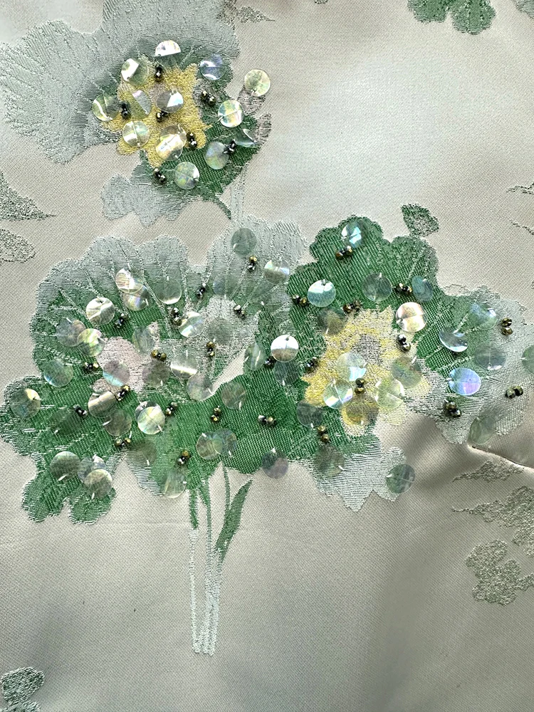 Vestido francés elegante para ir al trabajo, industria pesada, bordado de lentejuelas, cuello redondo, sin mangas, cintura alta, ajustado, sin mangas, para mujer