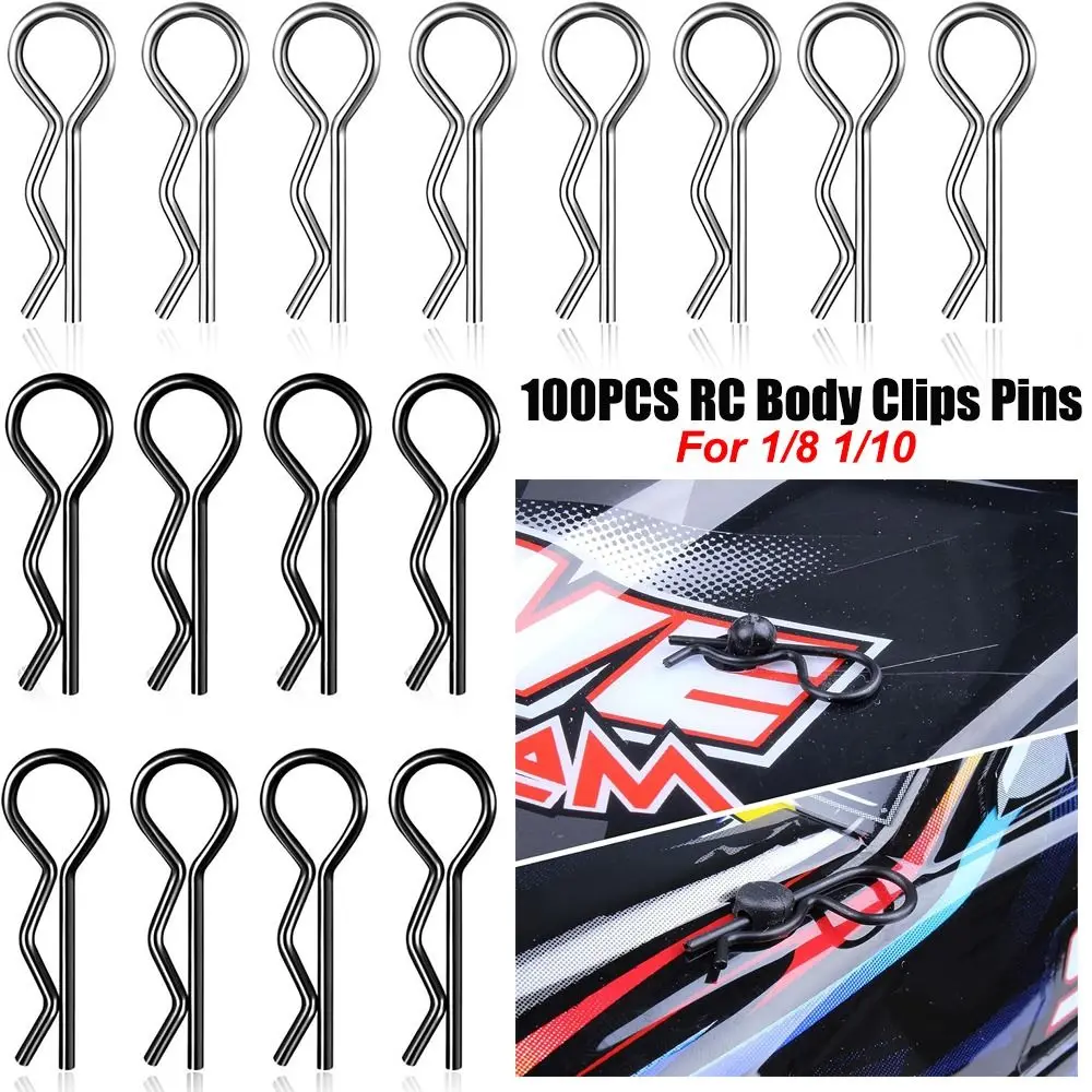 

New 1/8 1/10 RC Body Clips Metal Wave Shape R-Clips R Type Buggy Shell Pins RC Cars Parts