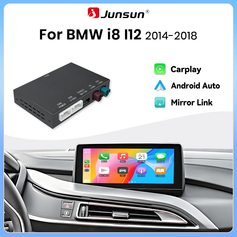 Module CarPlay sans fil Junsun pour BMW i8 i12 1 2 3 4 5 6 7 Series X1 X3 X4 X5 F20 F21 F30 F31 F34 F10 F48 F25 F26 F15 F10 E84 E60 E90 Mini NBT CIC CCC EVO System Mirror Link Module