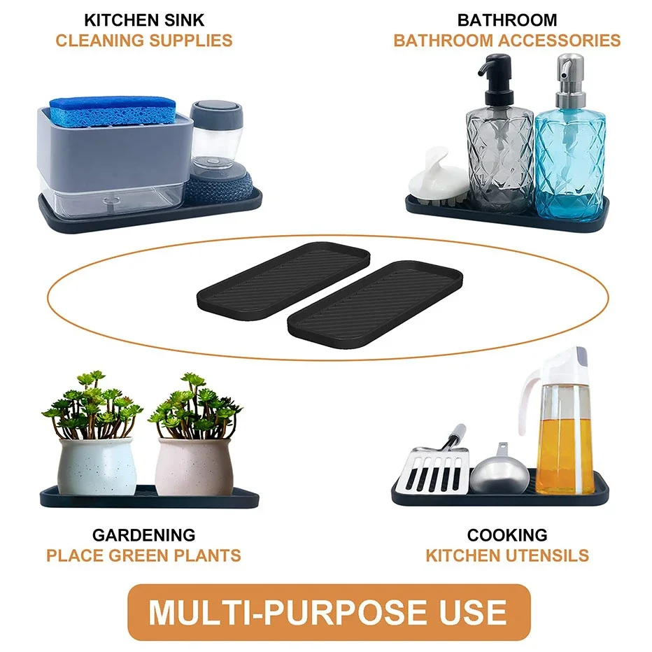 Silicone Brush Sponge Bottles Organizer Countertop Scrubber Sink Tray Soap Storage Holder Washstand Shelf Soap Dish