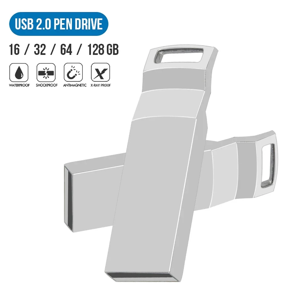 Unidade Flash USB de Metal de Alta Velocidade, Pendrive, Memory Stick, 32GB, 64GB, 128GB