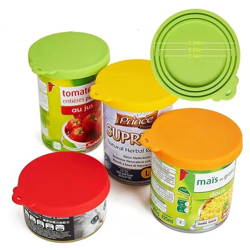 Silicone World Canned Lid 3 In 1 Reusable Food Storage Keep Fresh Cover Cans Cap Pet Can Box Cover Silicone Can Lid