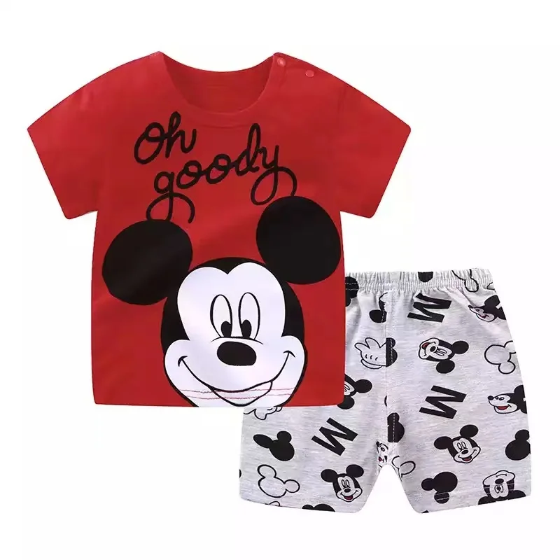 Marka projektant odzież z nadrukiem kreskówki Mickey Mouse Baby Boy letnie ubrania T-shirt + spodenki Baby Girl zestawy ubrań na co dzień