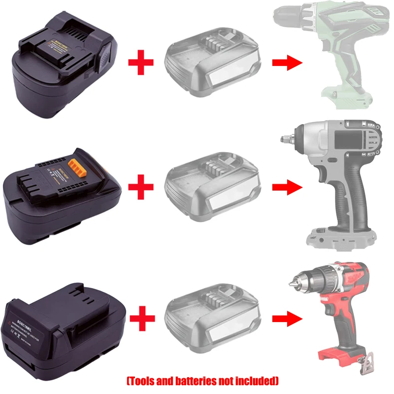 

For Bosch PBA 18V Li-ion Batteries Compatible with For Bosch/Maktia/Milwaukee/Hitachi/Hikok/Parkside 18/20V Tool Battery Adapter